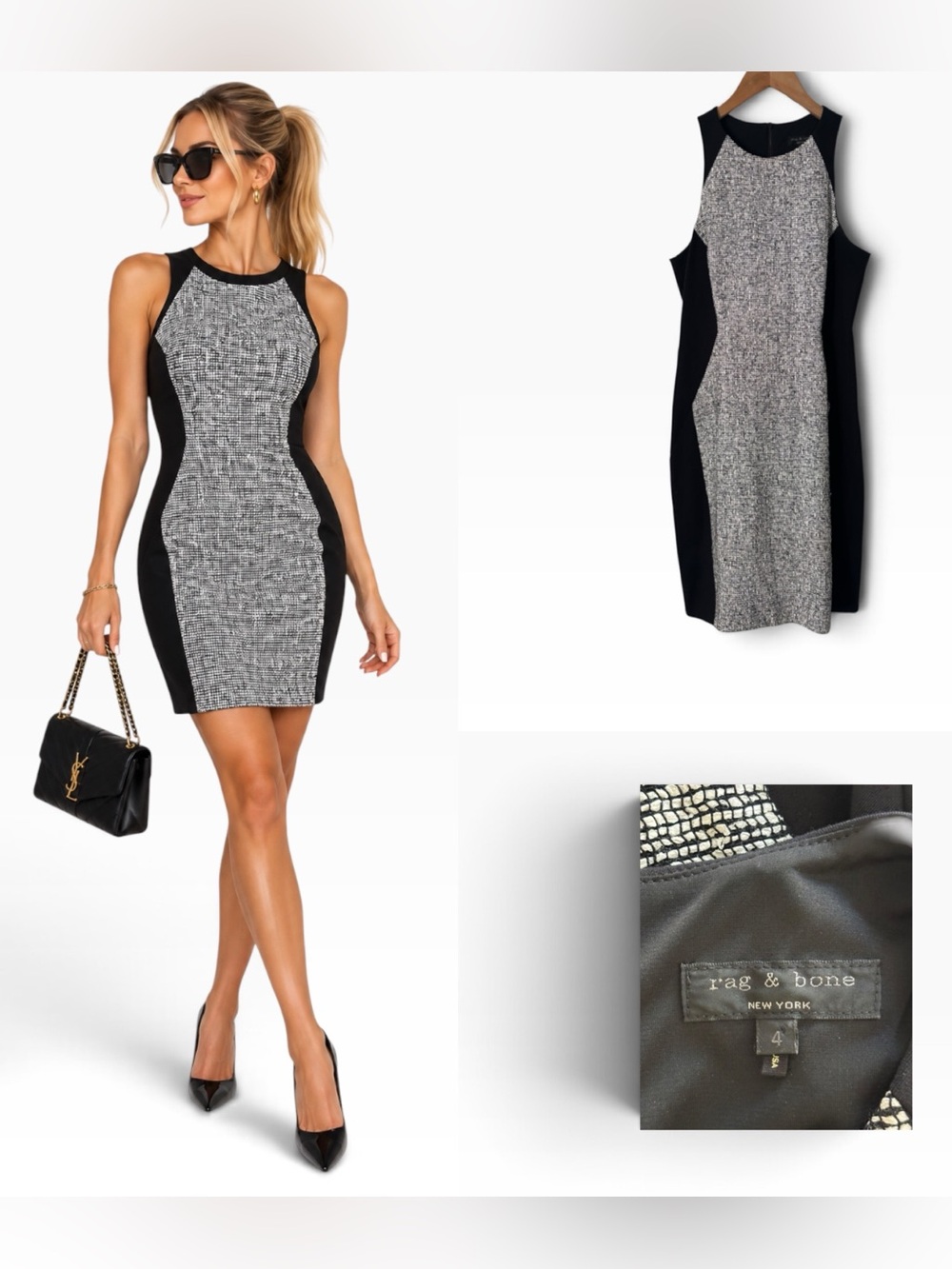 Rag & Bone Clemence Tweed Paneled Dress - Size 4